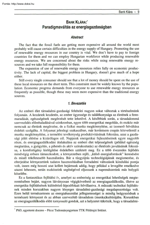 Bank Klára - Paradigmaváltás az energiagazdaságban