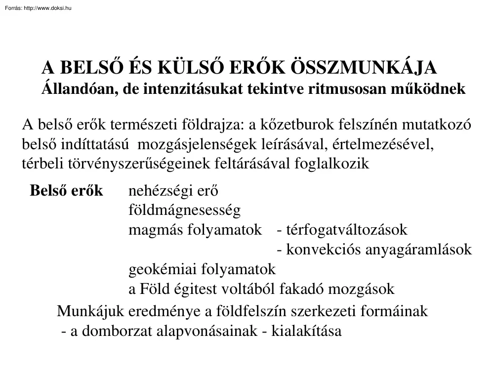 A belső és külső erők összmunkája