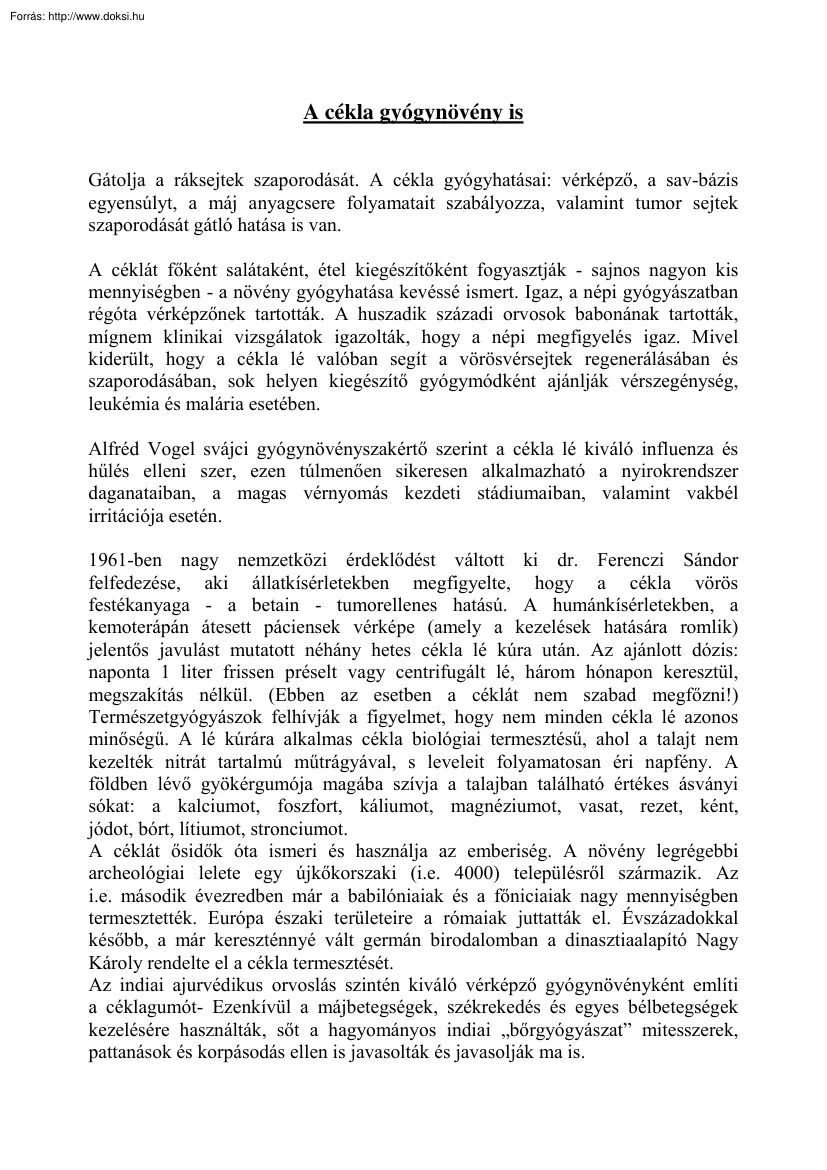 A cékla gyógynövény is