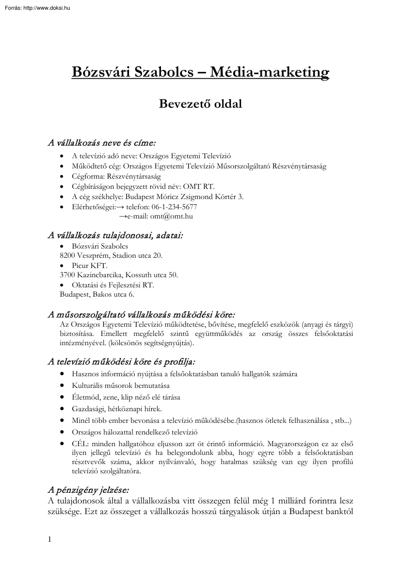 Bózsvári Szabolcs - Média-marketing
