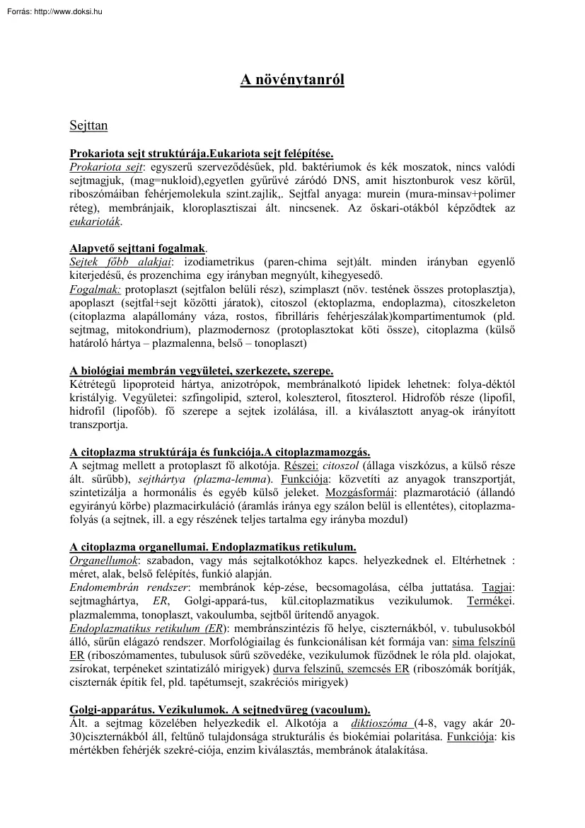 A növénytanról