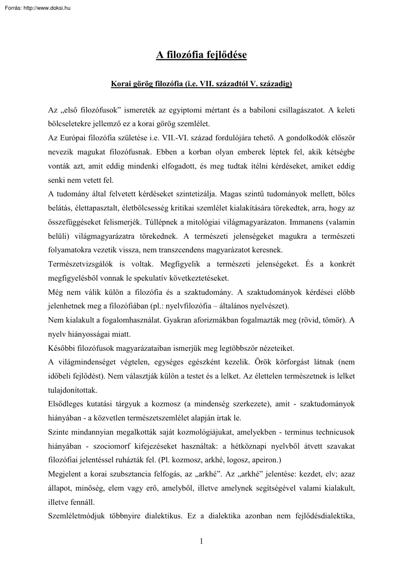 A filozófia fejlődése