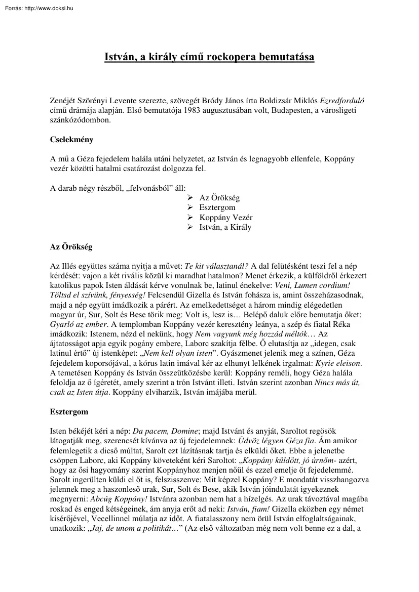 Az István, a király című rockopera bemutatása