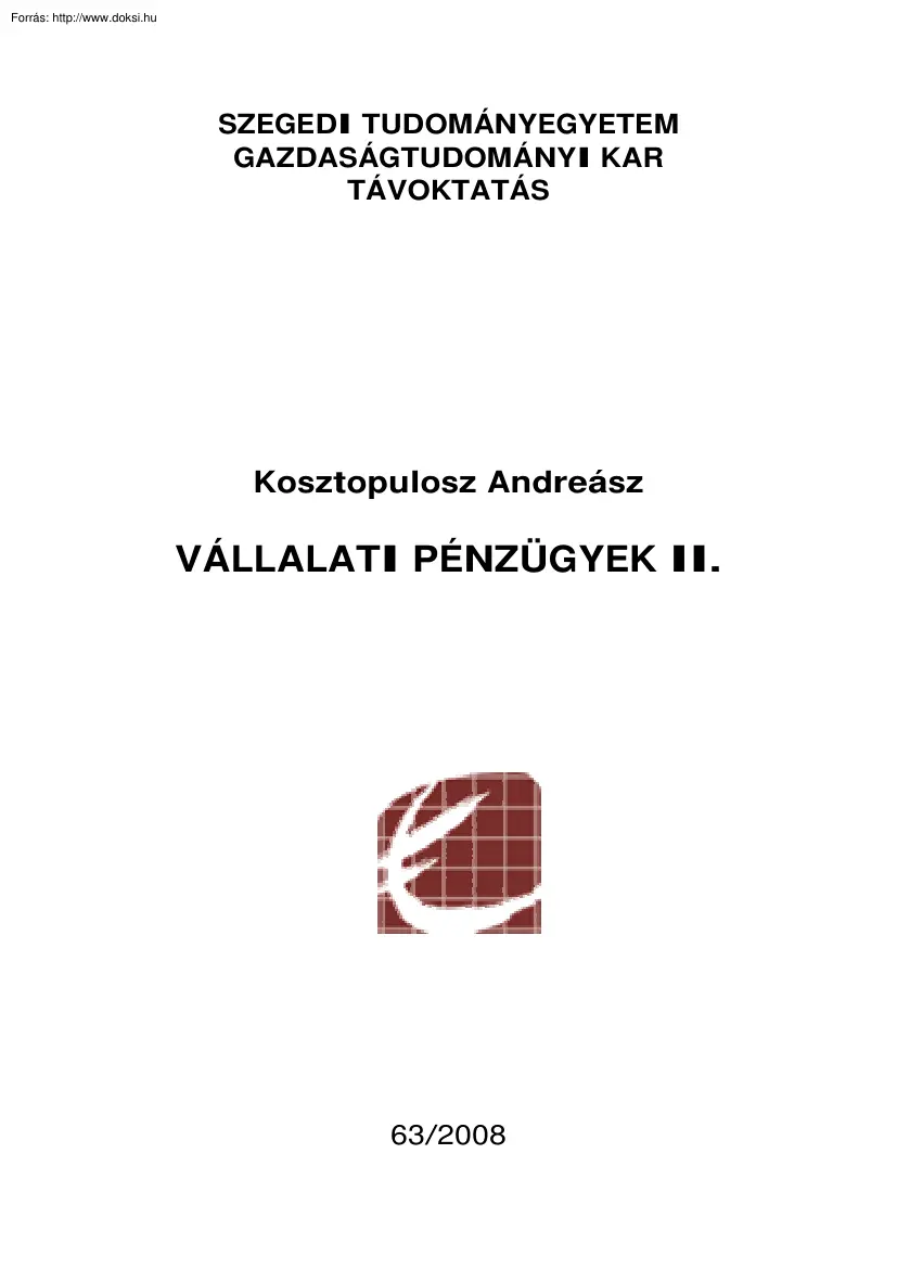 Kosztopulosz Andreász - Vállalati pénzügyek II