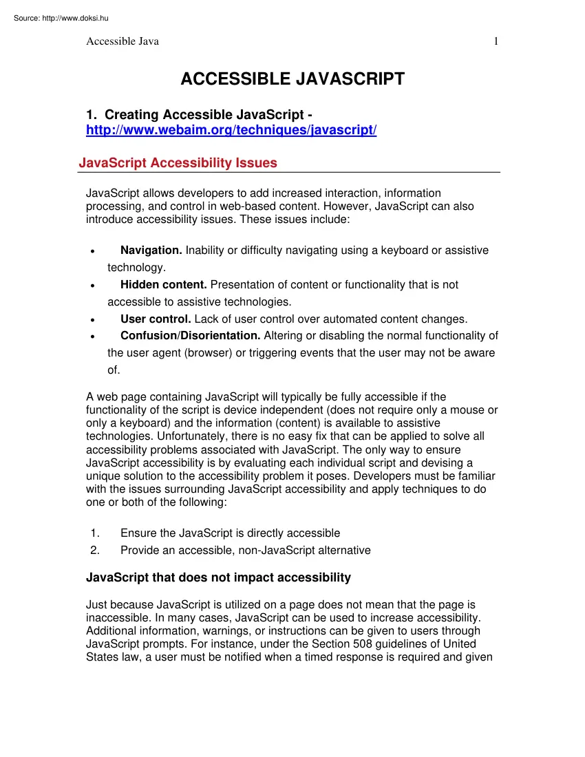 Accessible Javascript
