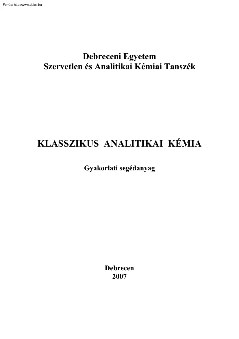 Klasszikus analitikai kémia