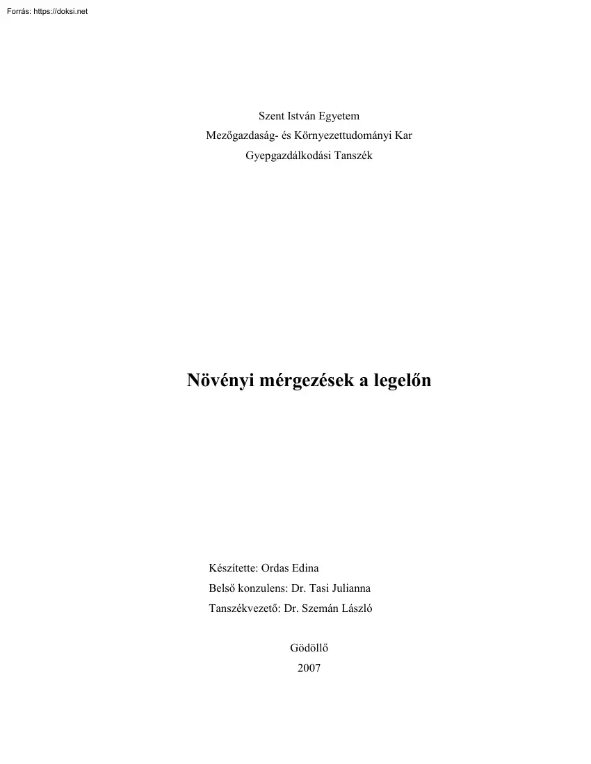 Orda Edina - Növényi mérgezések a legelőn