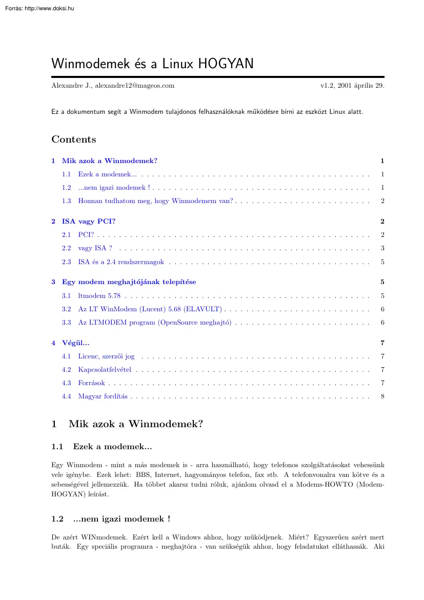 Alexandre J. - Winmodemek és a Linux