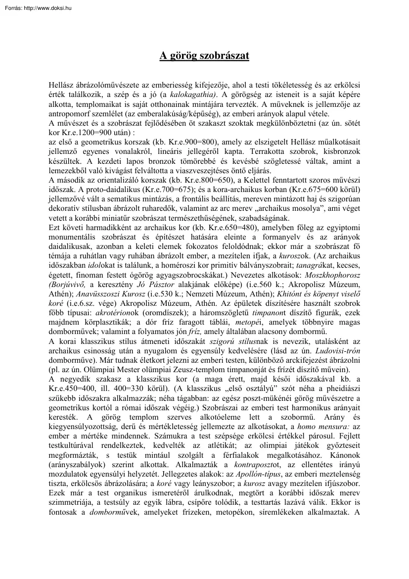 A görög szobrászat