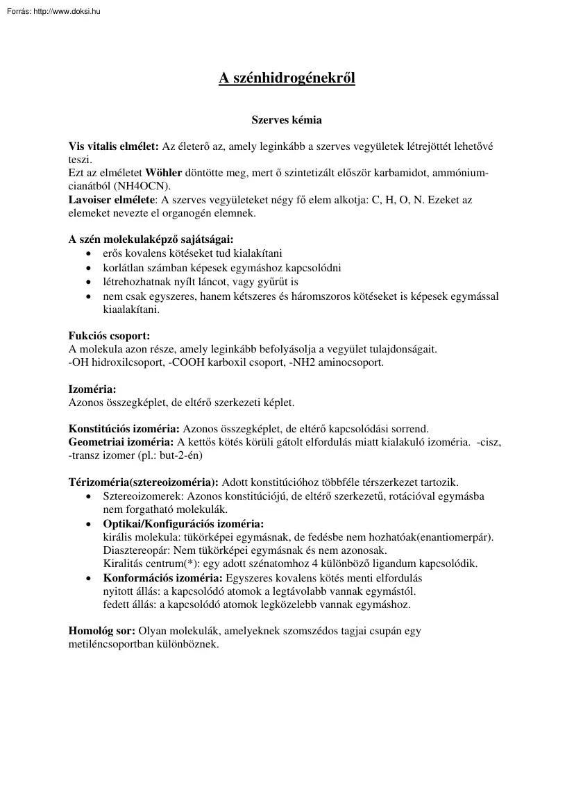 A szénhidrogénekről