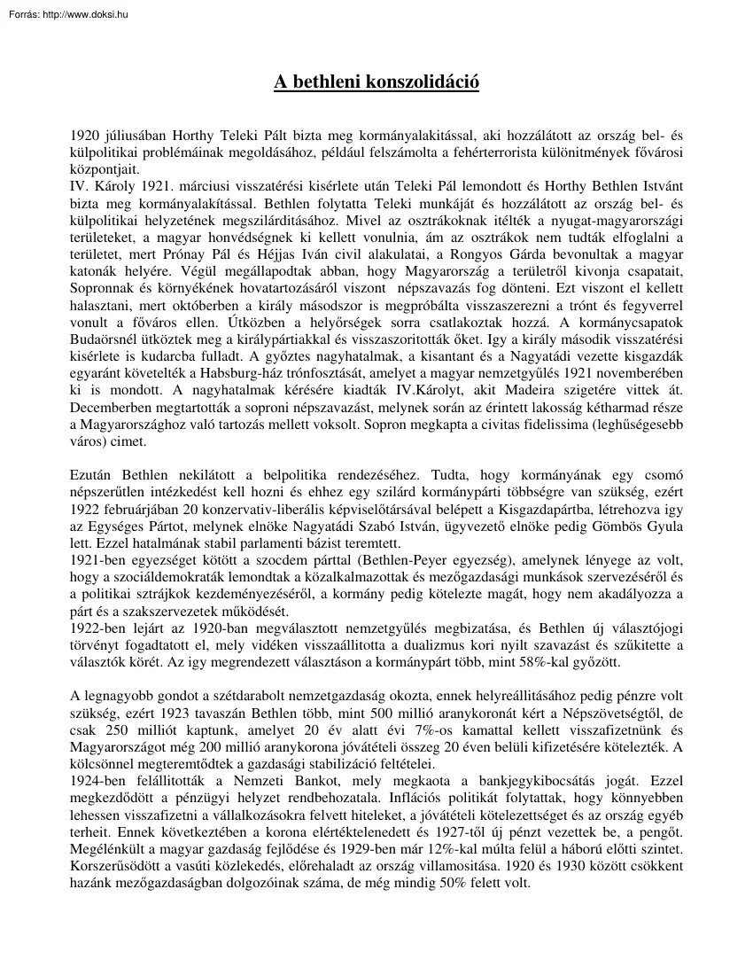 A bethleni konszolidáció