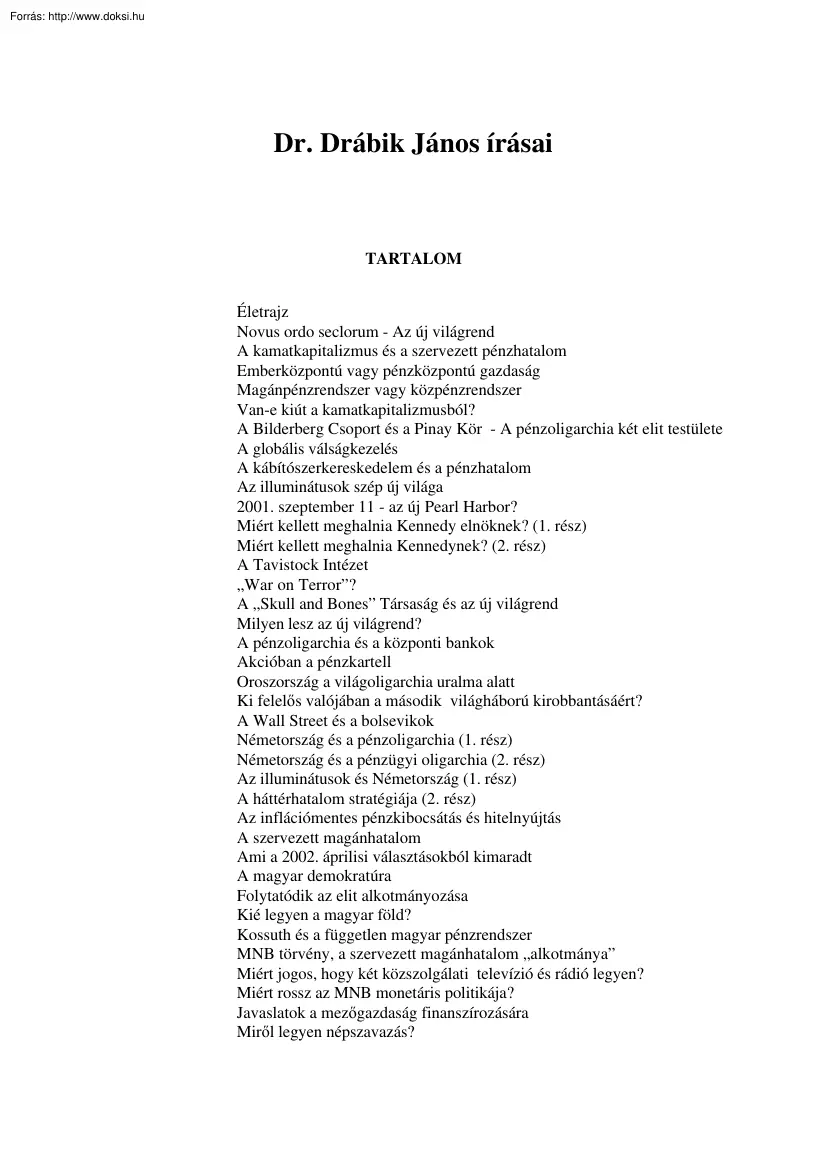 Dr. Drábik János - Uzsoracivilizáció