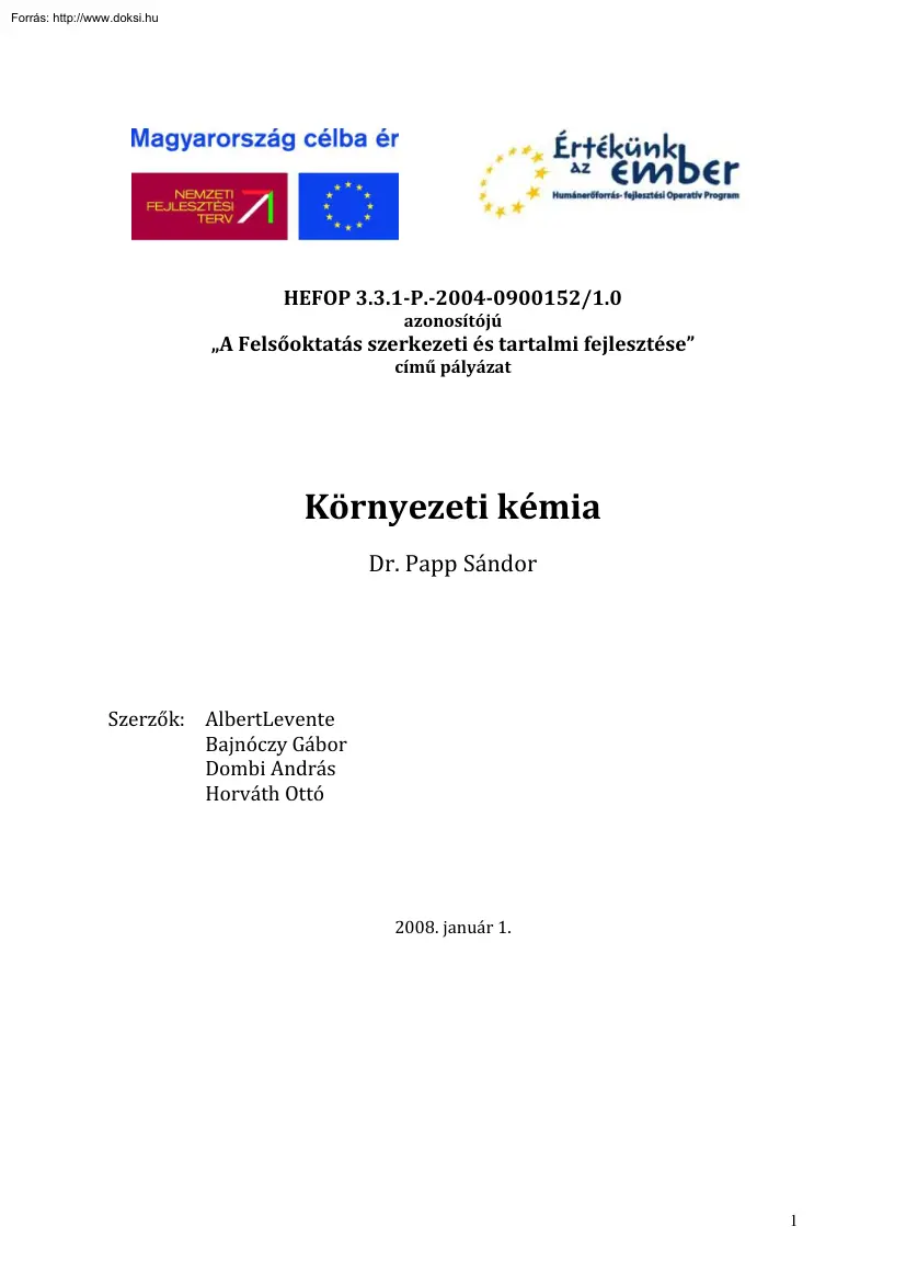 Dr. Papp Sándor - Környezeti kémia