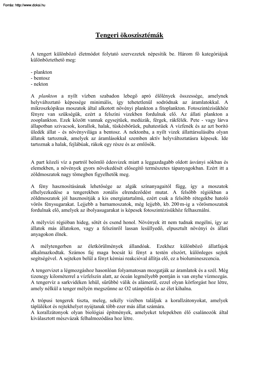 Tengeri ökoszisztémák