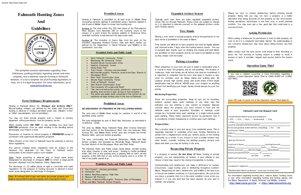 Falmouth Hunting Zones And Guidelines