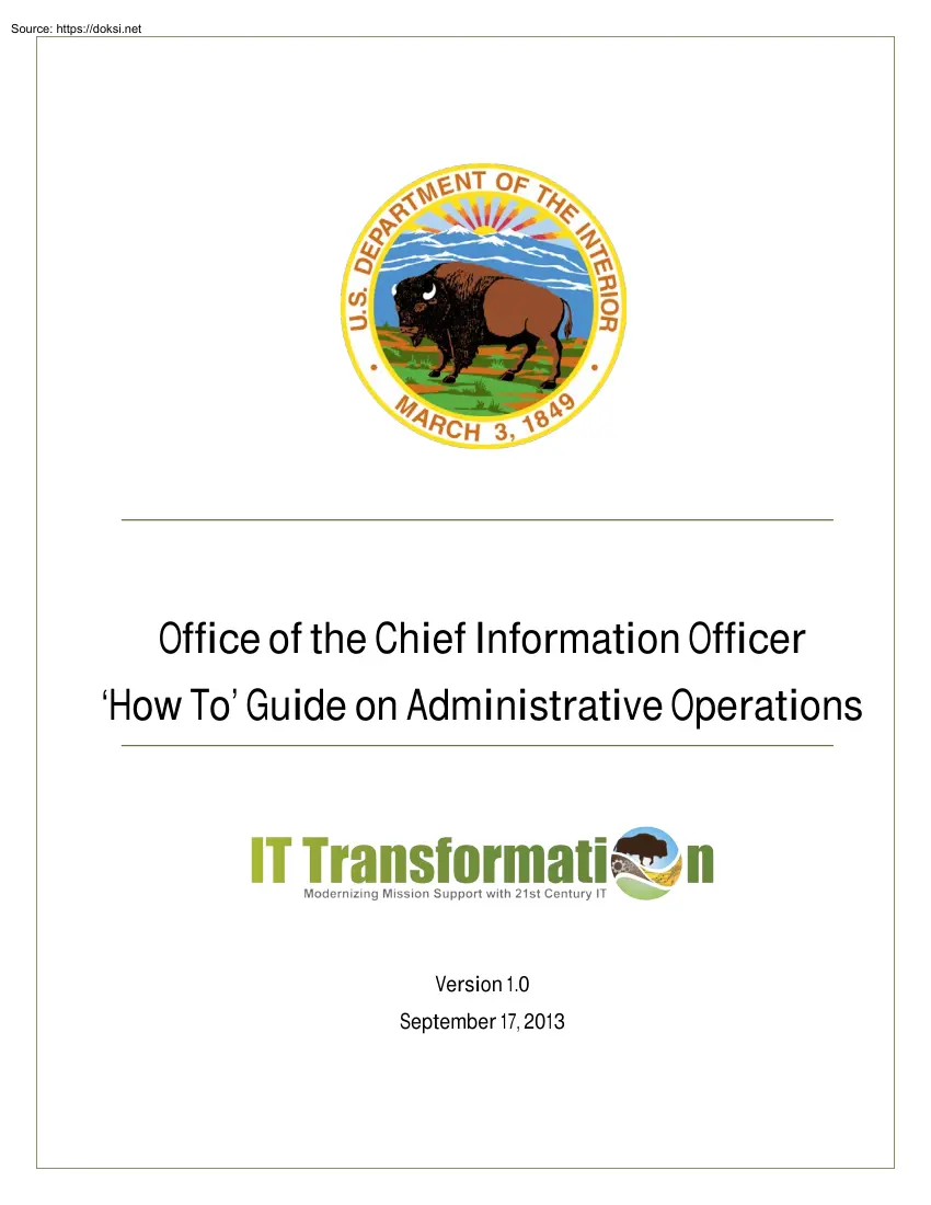 Office of the Chief Information Officer How To Guide on Administrative Operations