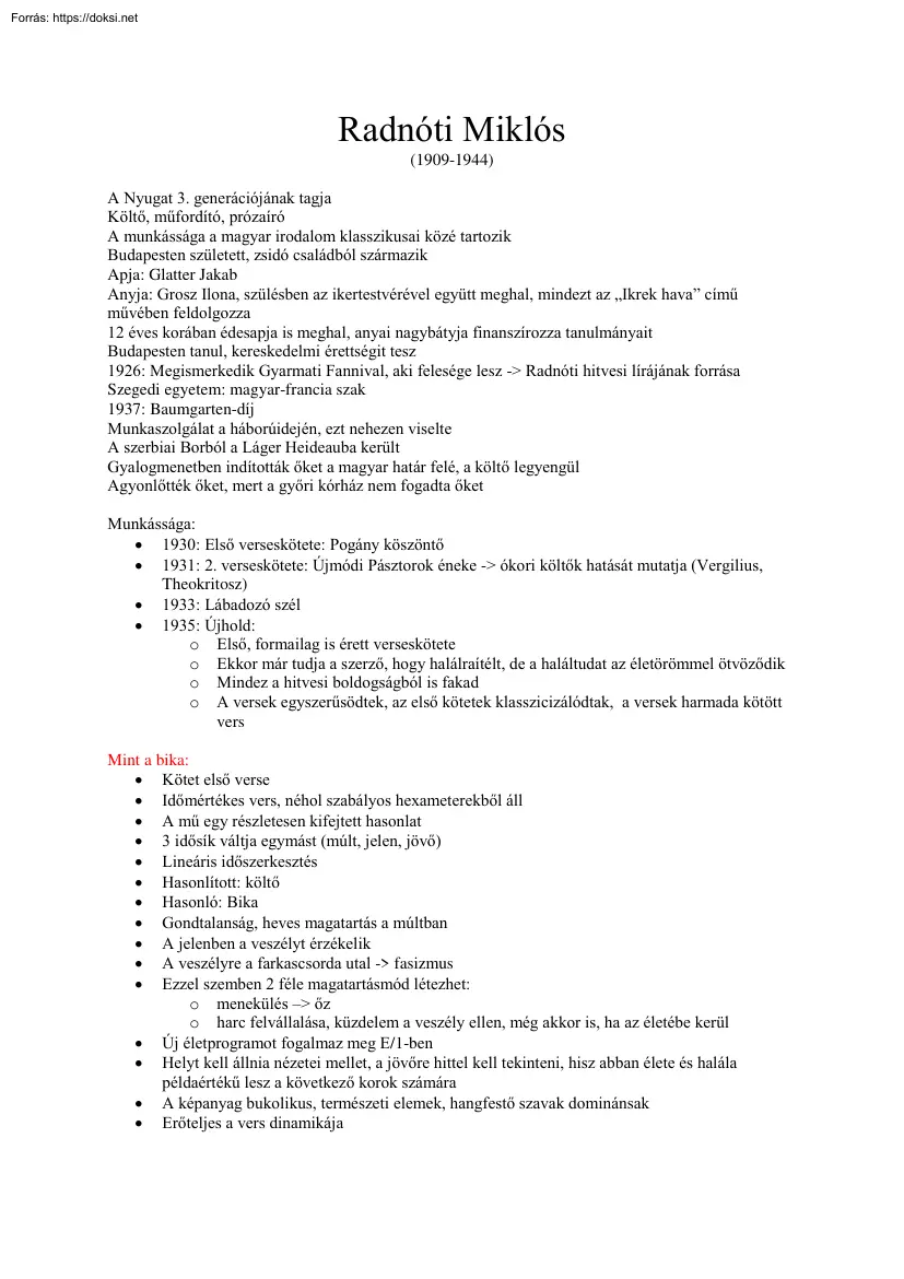 Heibl Bálint - Radnóti Miklós