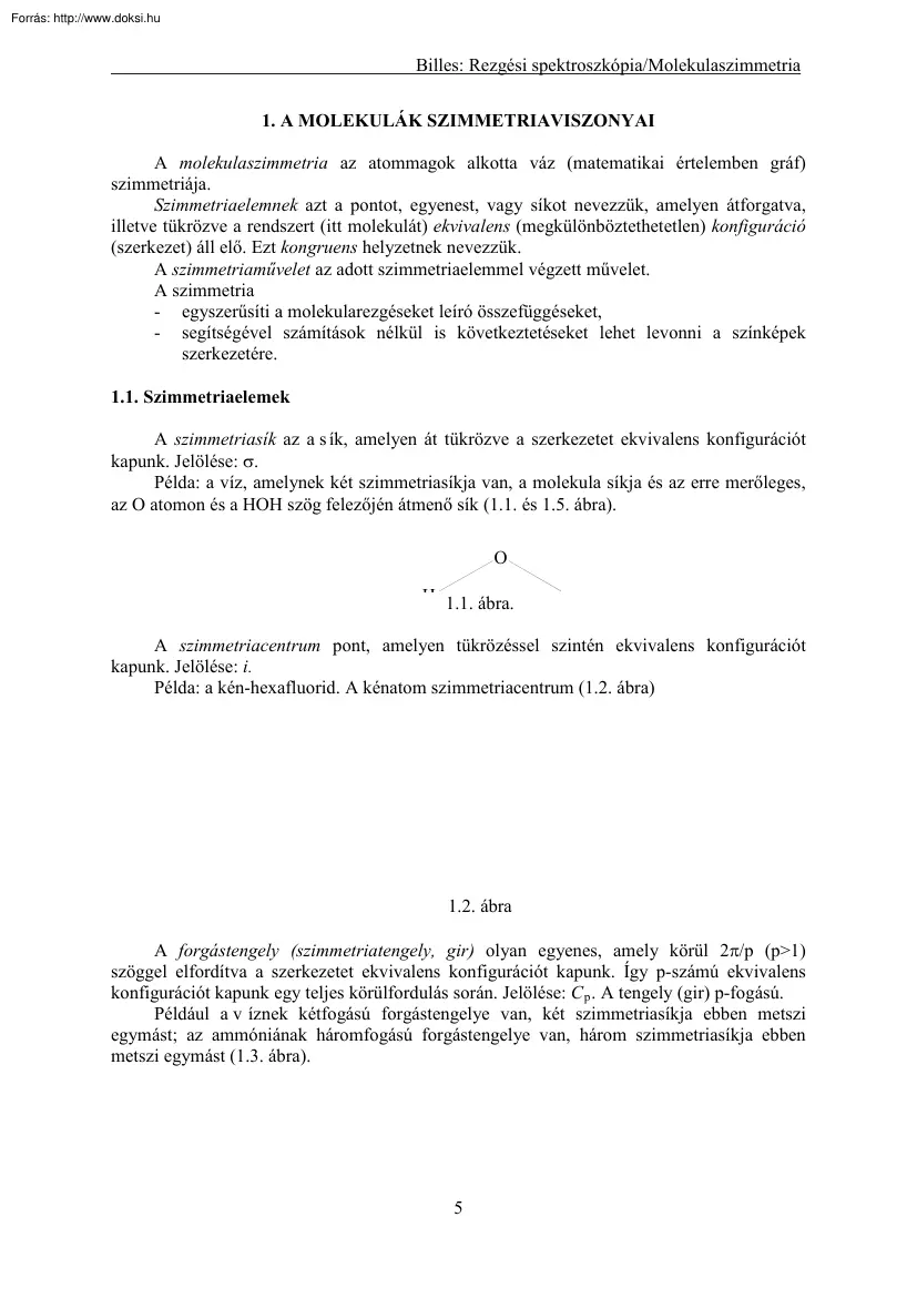 A molekulák szimmetria viszonyai