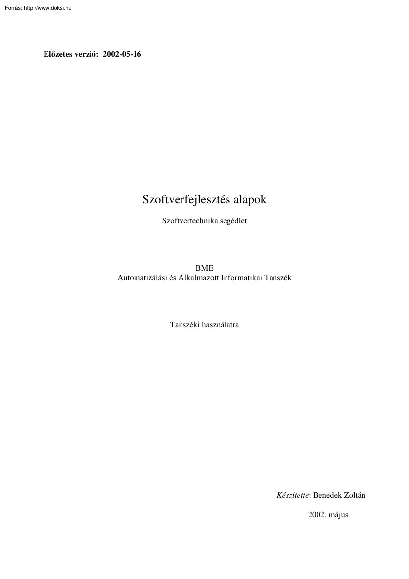 Benedek Zoltán - Szoftverfejlesztés alapok