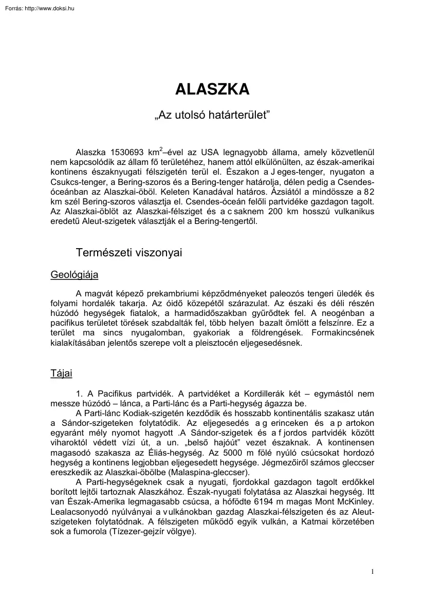 Alaszka, az utolsó határterület