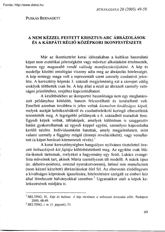 Puskás Bernadett - A nem kézzel festett Krisztus-arc ábrázolások és a kárpáti régió
