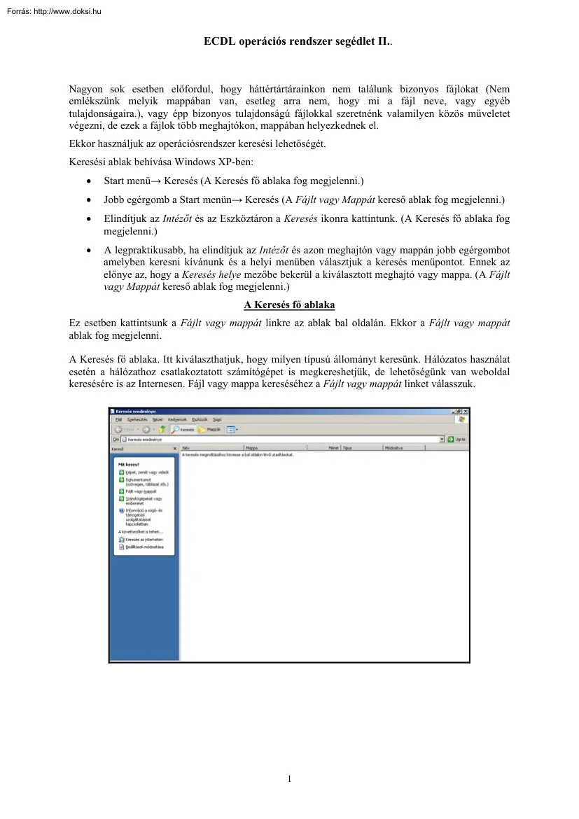 ECDL operációs rendszer segédlet II