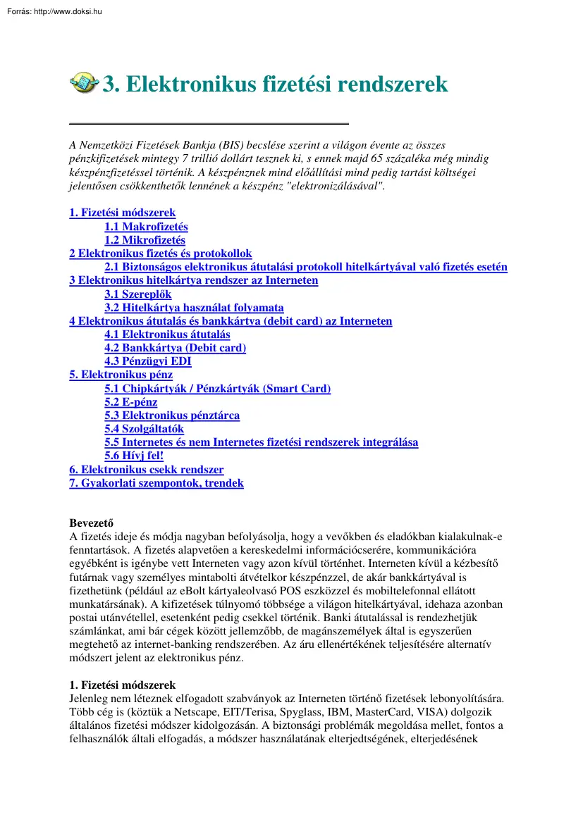 Elektronikus fizetési rendszerek