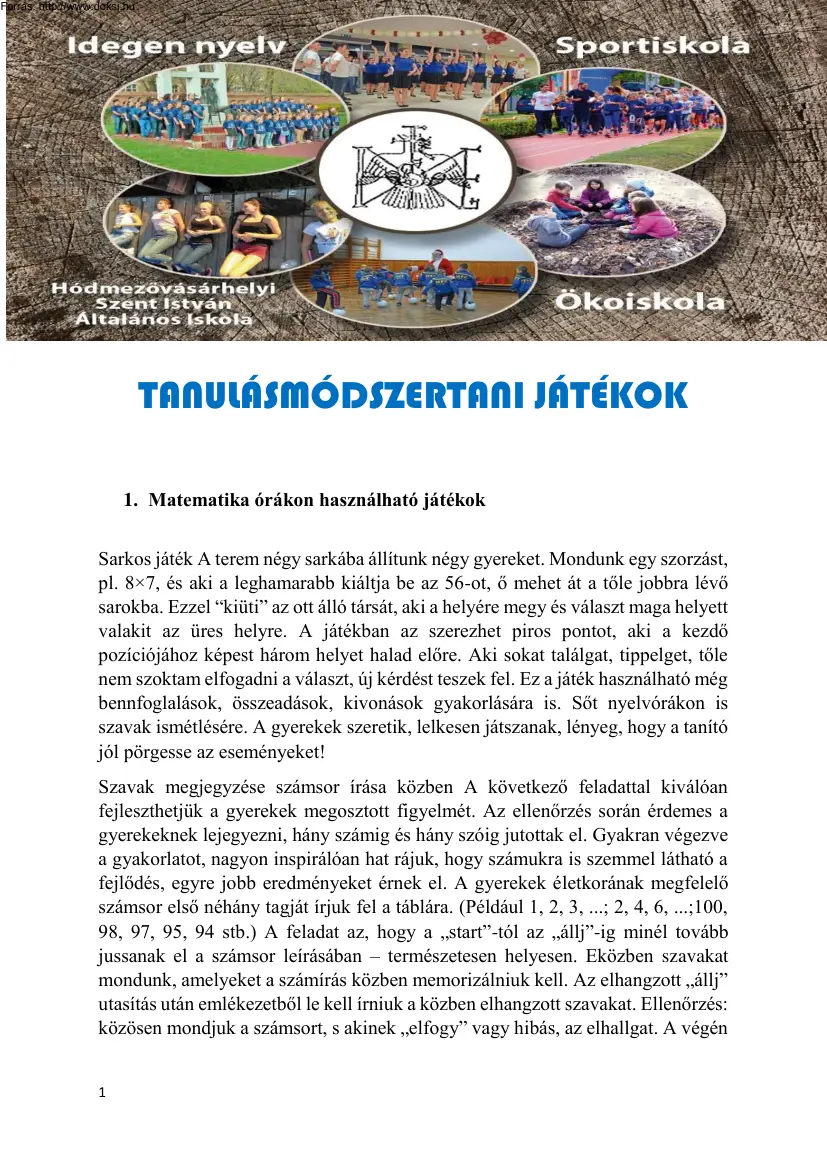 Tanulásmódszertani játékok