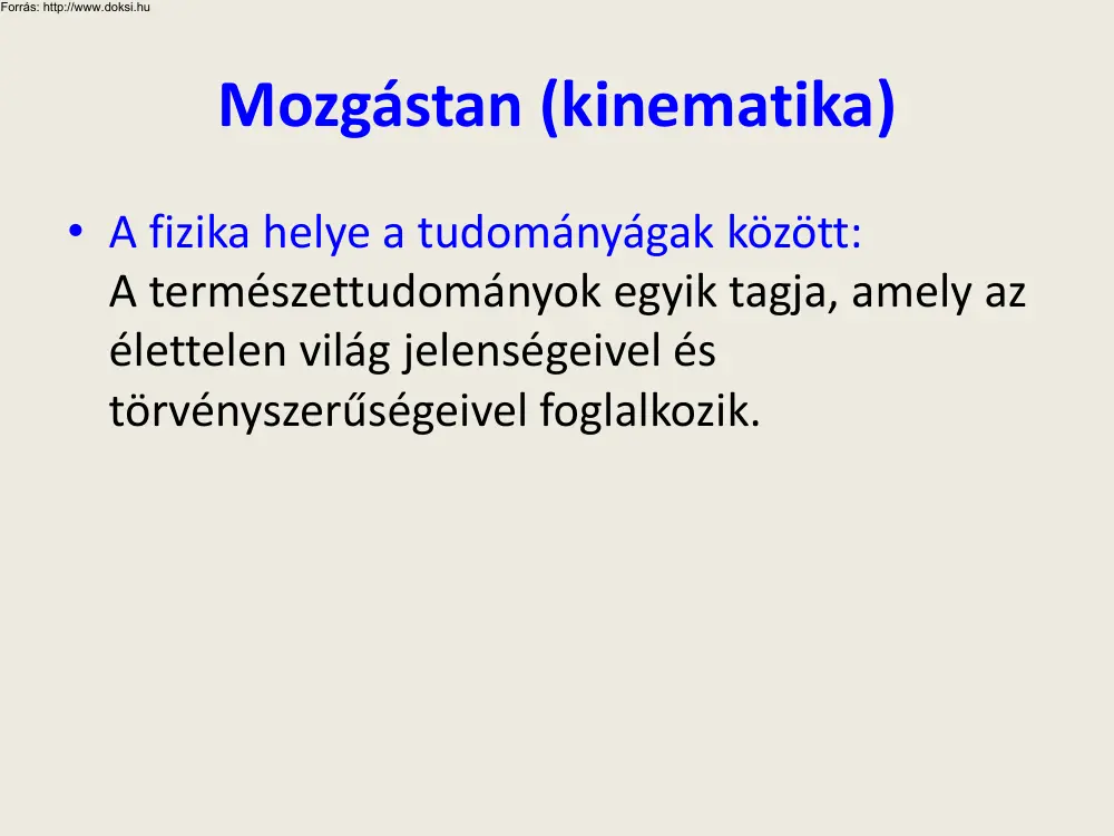 Lajtosné Krajnyák Éva - Mozgástan, kinematika