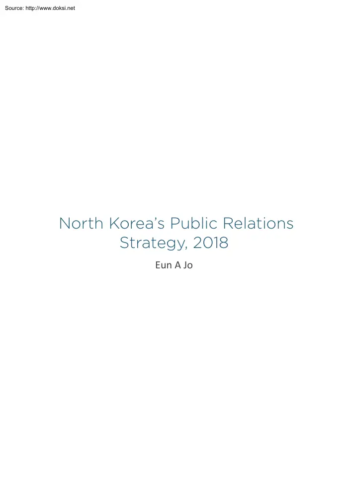 Eun A Jo - North Koreas Public Relations Strategy