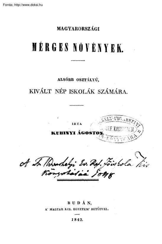 Kubinyi Ágoston - Magyarországi mérges növények