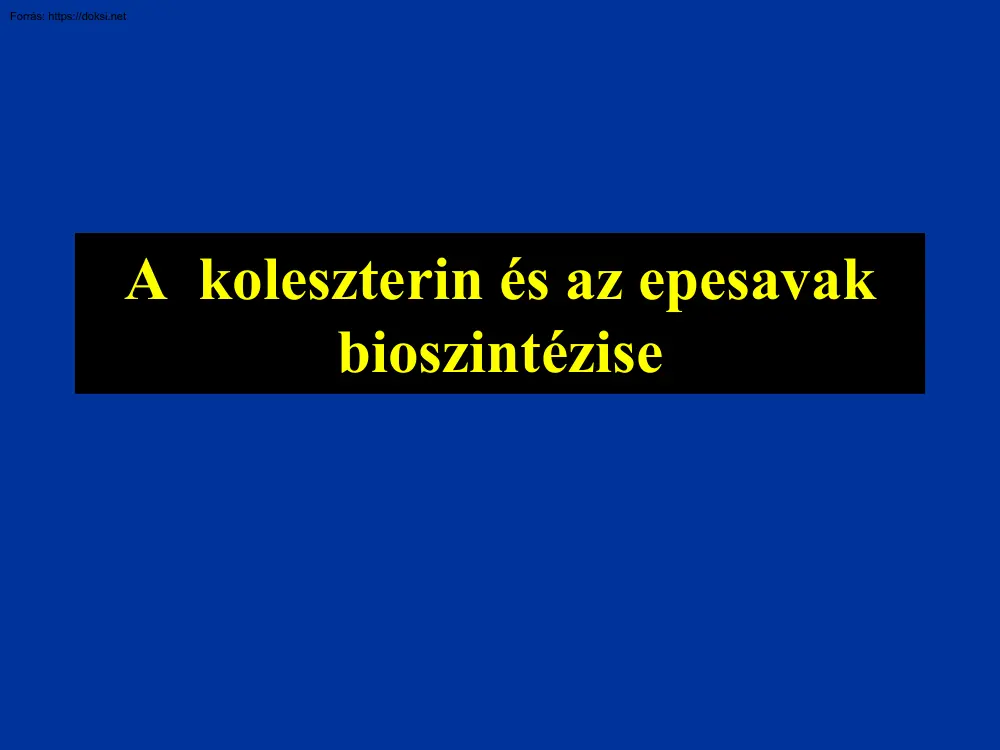 A koleszterin és az epesavak bioszintézise