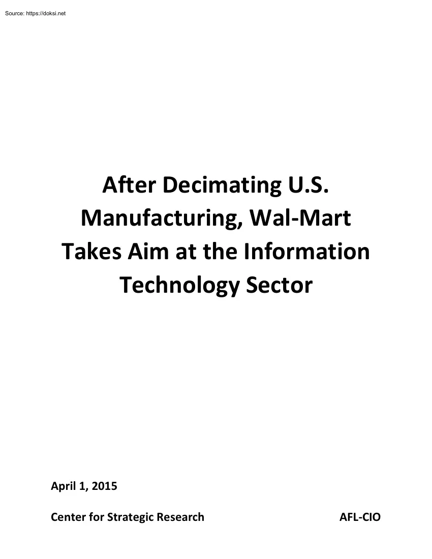 After Decimating U.S. Manufacturing, Walmart Takes Aim at the Information Technology Sector