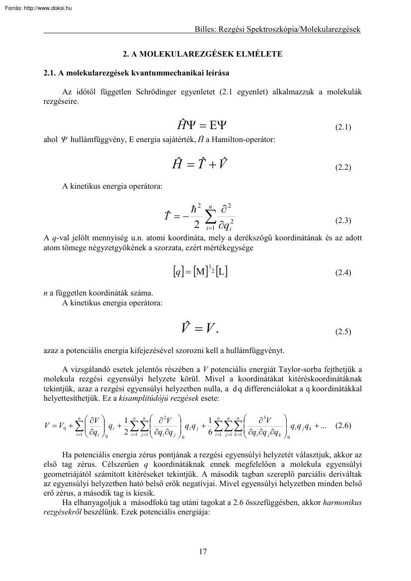 A molekularezgések elmélete