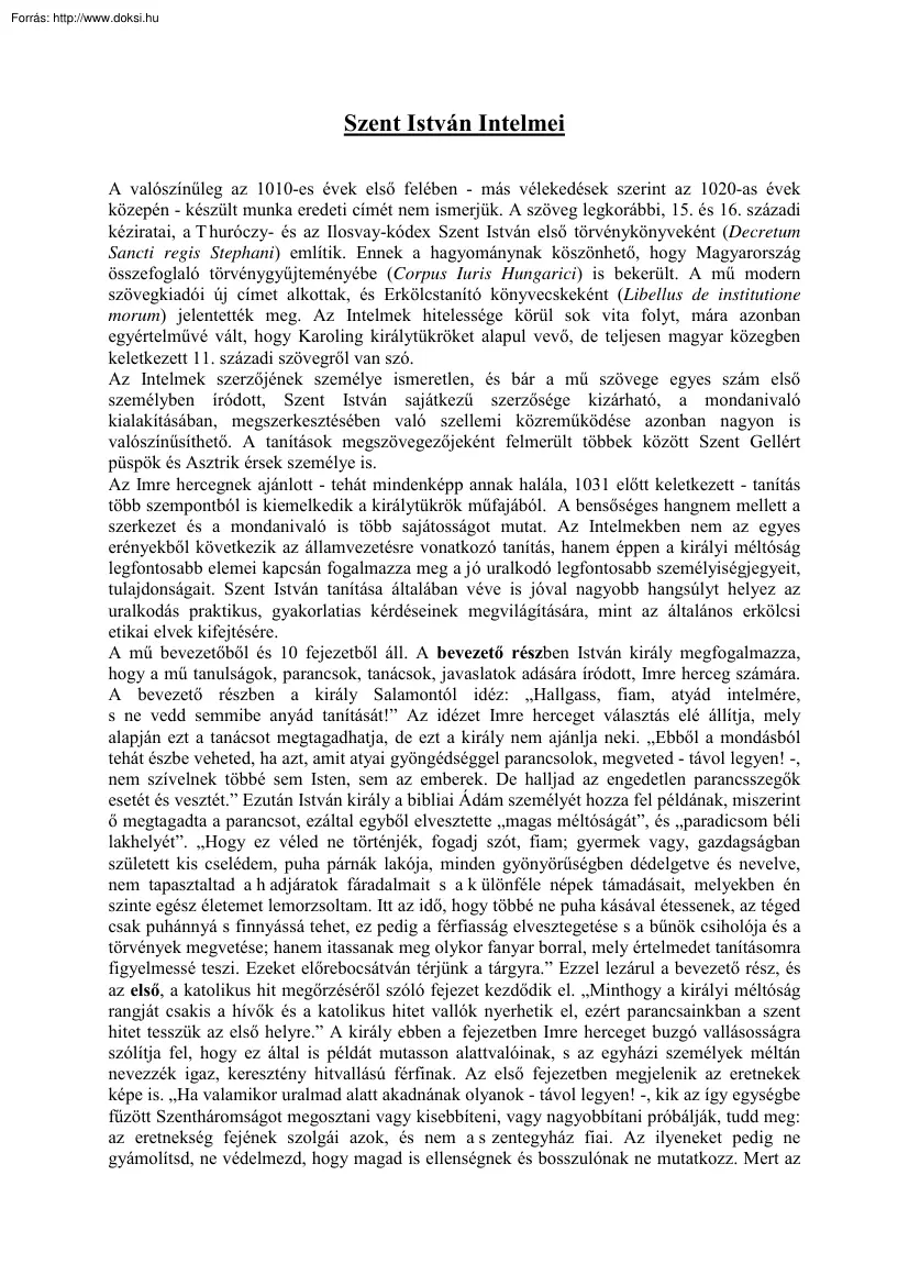 Szent István intelmei