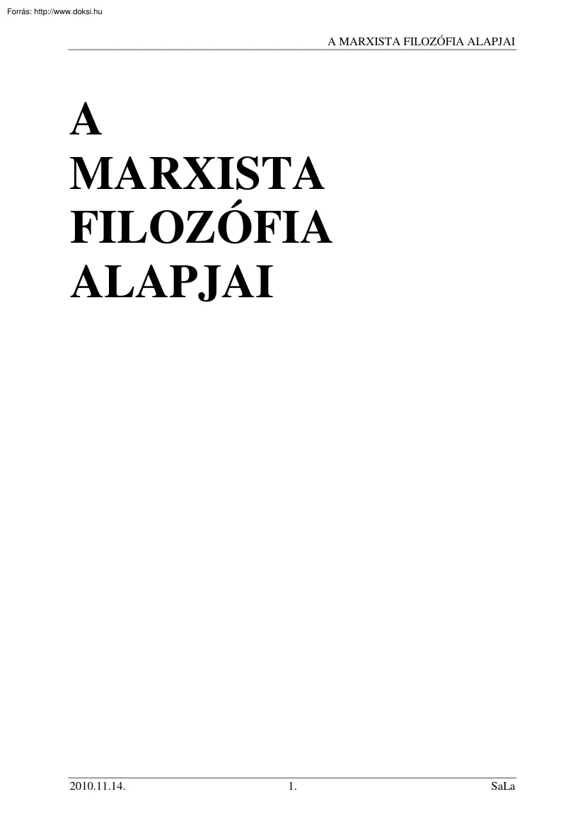 A marxista filozófia alapjai