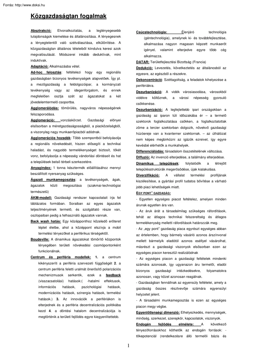 A közgazdaságtani fogalmakról