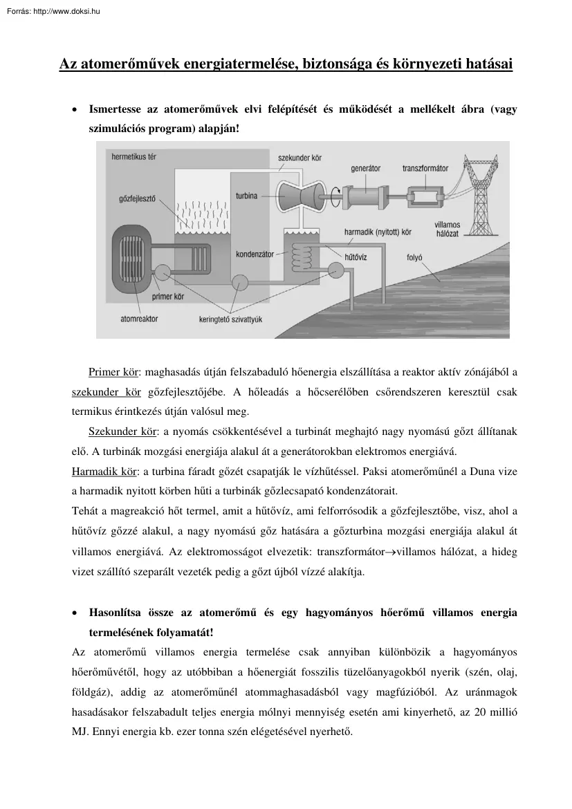 Az atomerőművek energiatermelése, biztonsága és környezeti hatásai