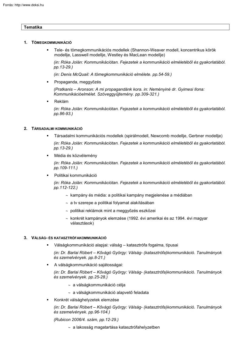 Kommunikációelmélet összefoglaló