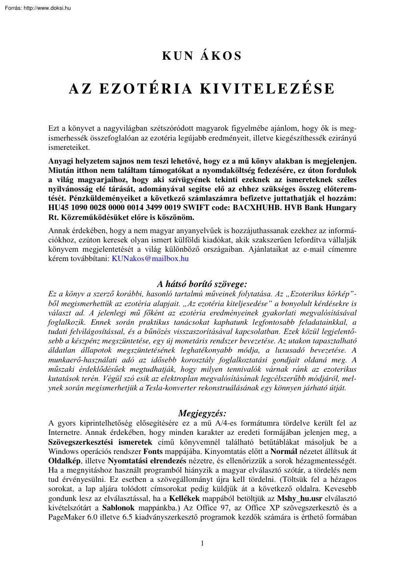 Kun Ákos - Az ezotéria kivitelezése