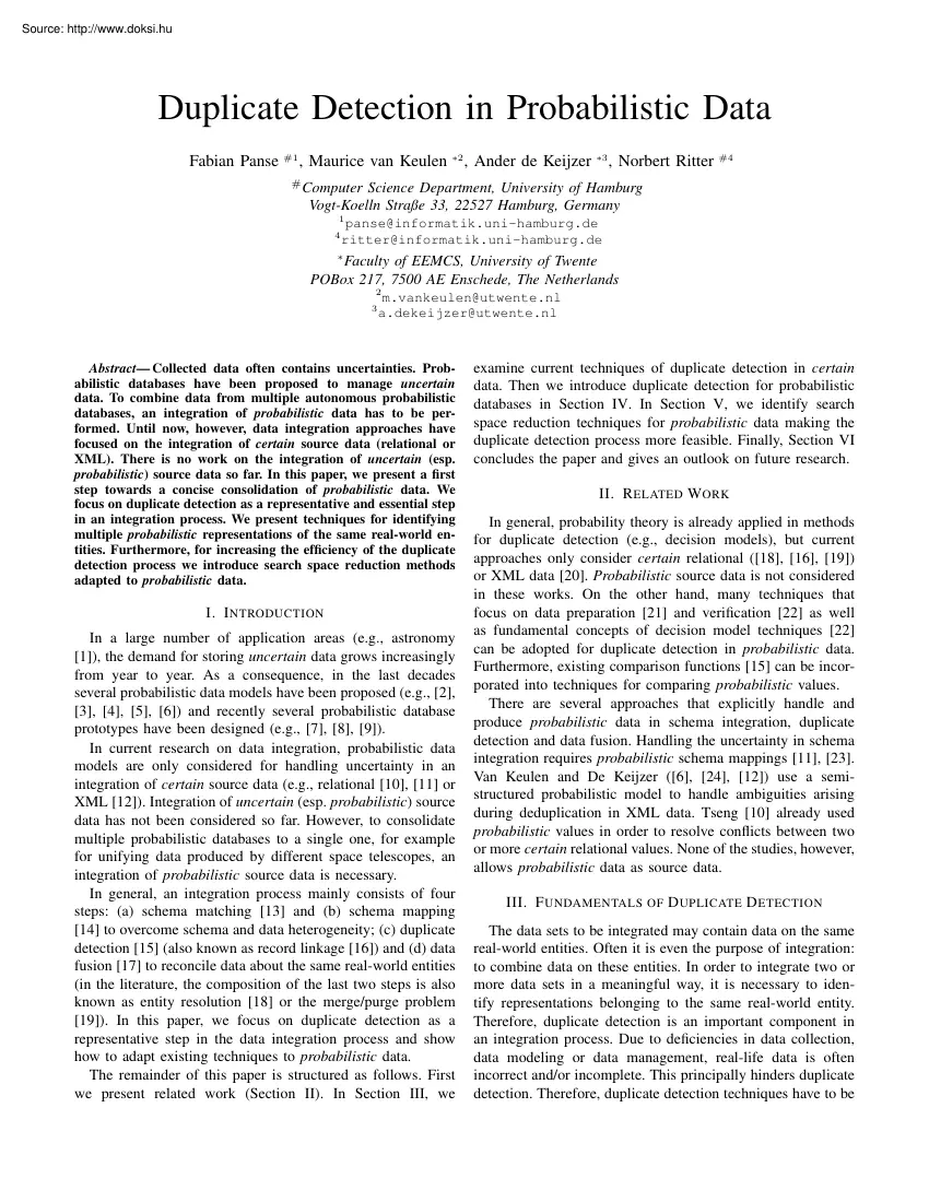 Fabian-Maurice-Ander - Duplicate detection in probabilistic data
