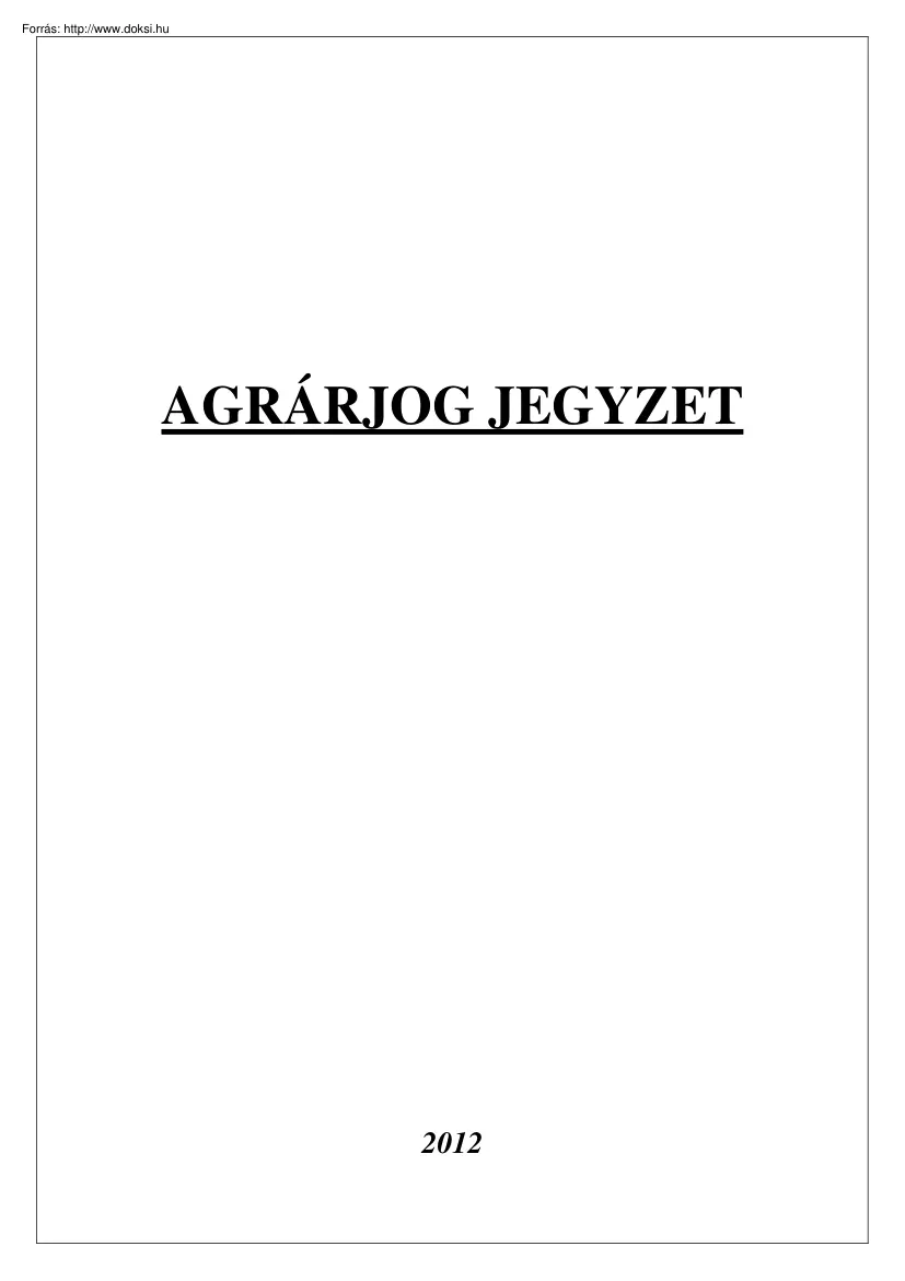 Agrárjog jegyzet