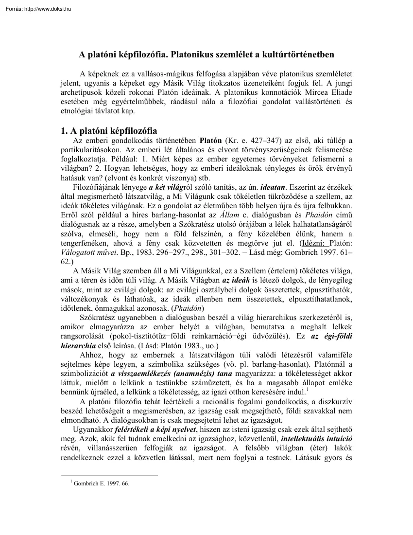 A platóni képfilozófia