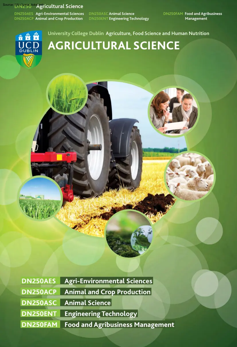 University College Dublin Agriculture, Agricultural Science