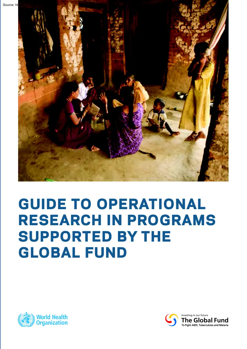 Guide to Operational Research in Programs Supported by the Global Fund