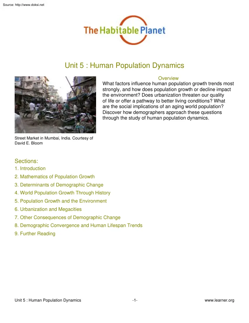 Human Population Dynamics