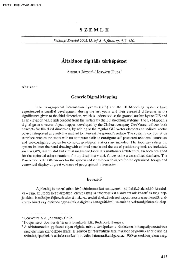 Ambrus-Horváth -Általános digitális térképészet