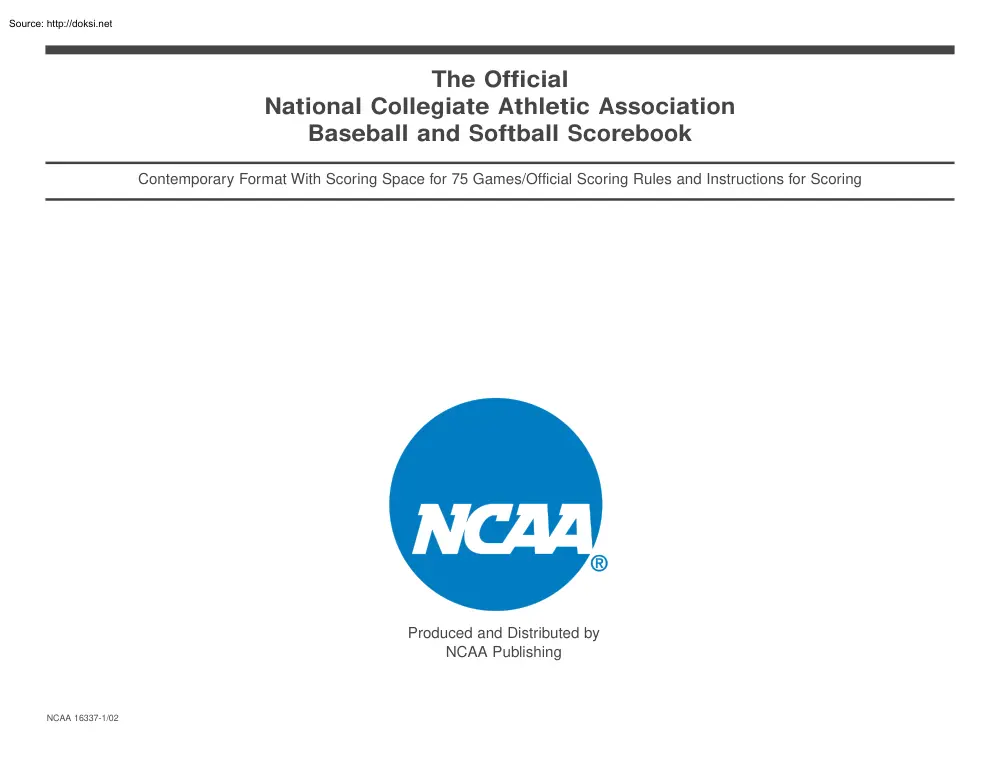 Baseball and Softball Scorebook