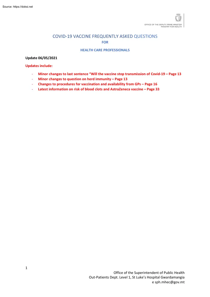 COVID-19 Vaccine FAQ for Health Care Professionals