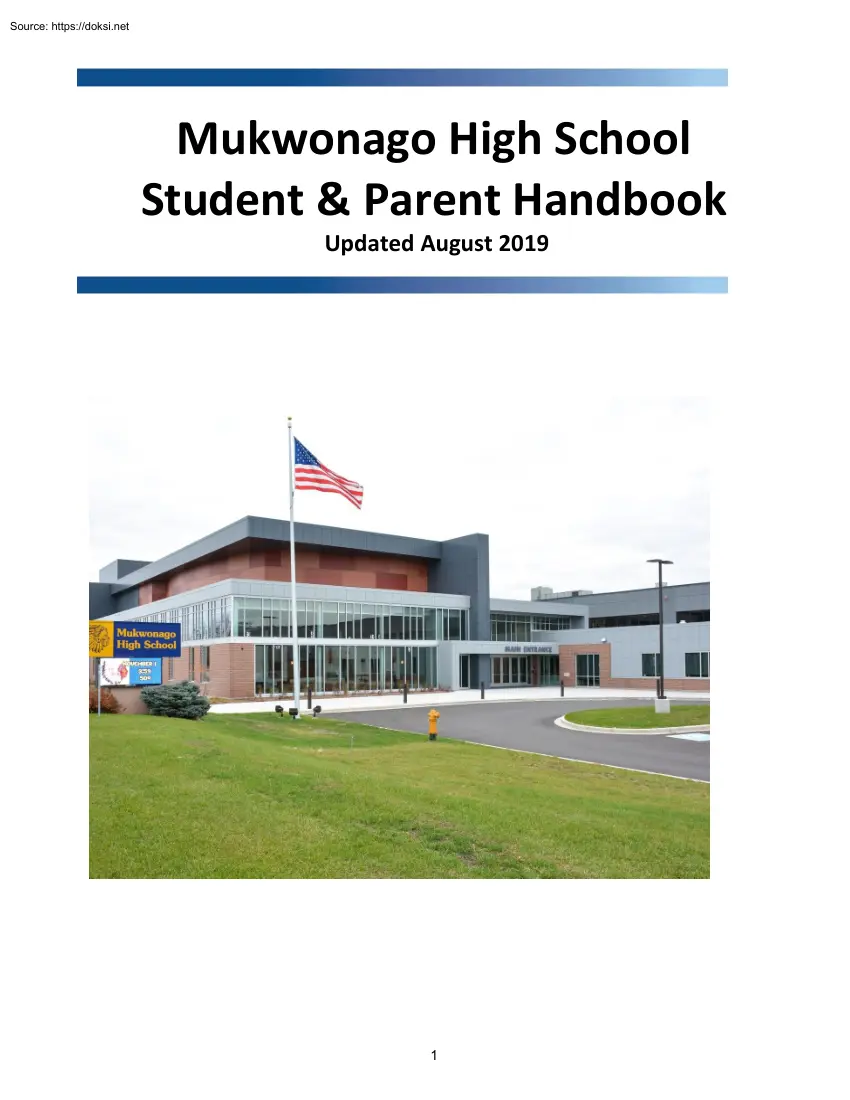 Mukwonago High School, Student Parent Handbook